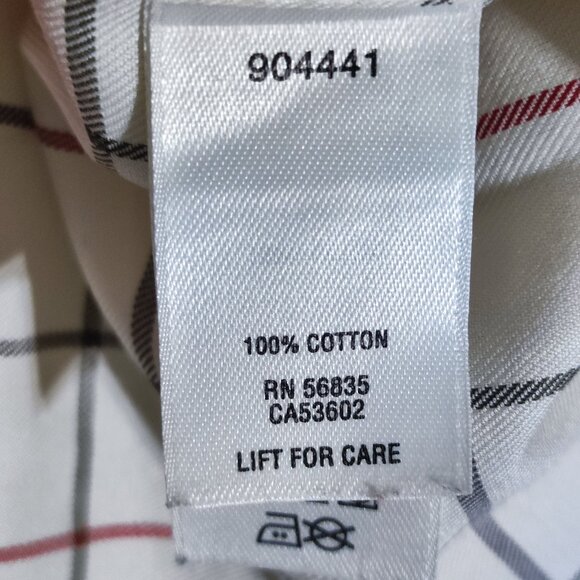 Cabela's button down shirt men's size M white base grey & red check long sleeve - Picture 6 of 9